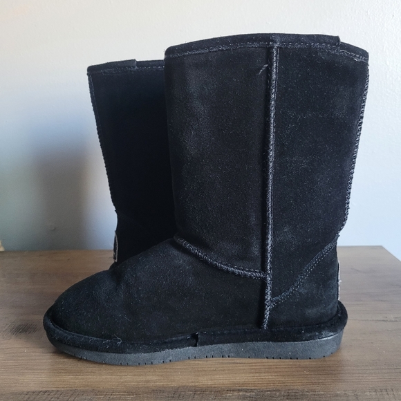 Bearpaw Black Suede Faux Fur Lined Above Ankle Warm Boots Sz 6 - Picture 2 of 14